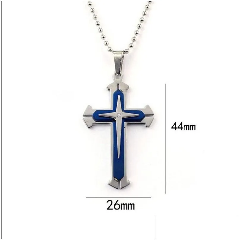 Pendant Necklaces Fashion Women Men Stainless Steel Cross Pendants Necklace Chain Titanium Relius Jewelry Latin Christmas Punk Classic Dhhmt