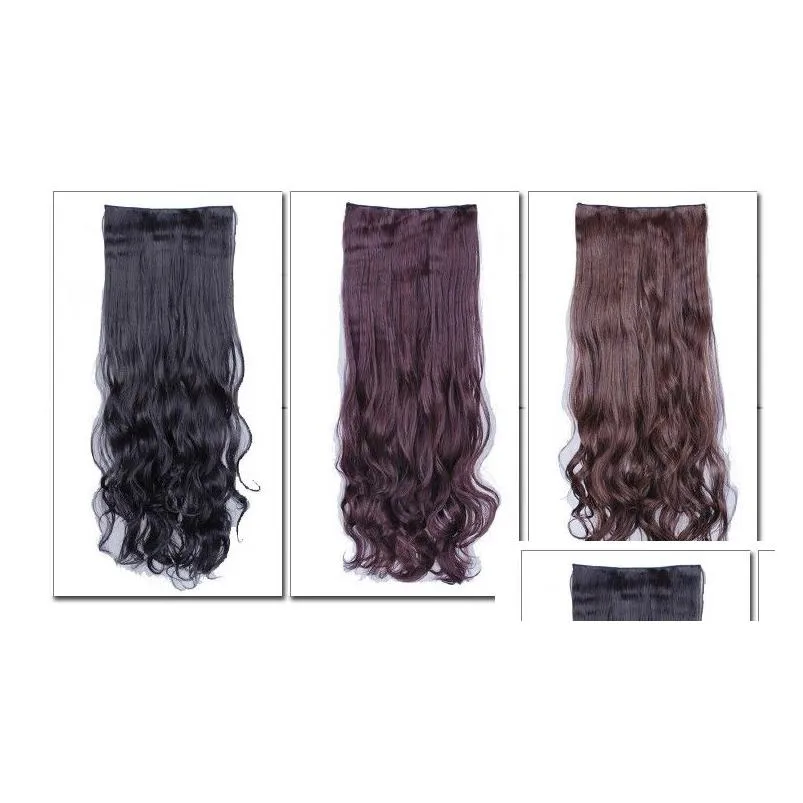 excellent quality super long clips in hair extensions synthetic hair curly thick 1 piece for full head high quality