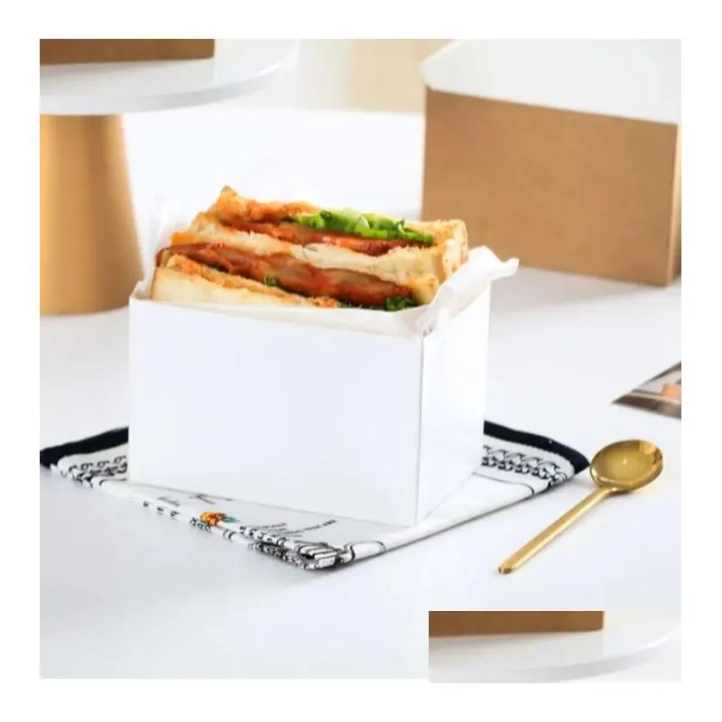 Gift Wrap Gift Wrap Food Hamburger Wrap Box Oilproof Cake Sandwich Bakery Bread Breakfast Wrapper Paper For Wedding Party Supply Drop Dhe8J