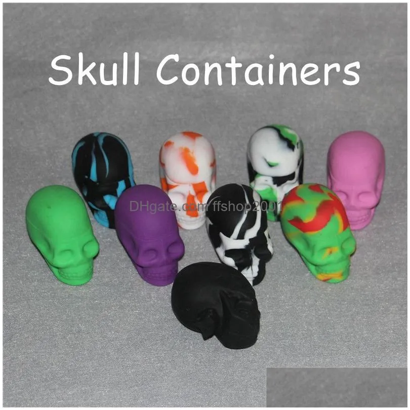 quality skull shape wax container jars container box silicone container for oil crumble wax tools jars dab wax dab vaporizer4127247