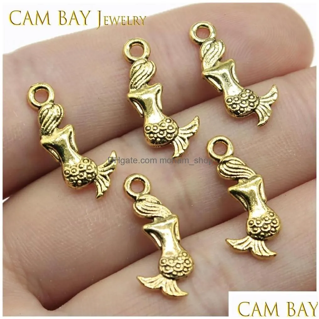 arts and crafts 200pcs 4colors 20x4mm alloy mermaid charms metal pendants for diy necklace bracelets jewelry making handmade drop de