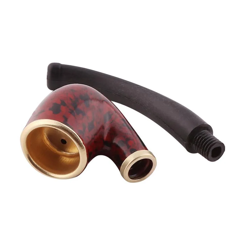 Smoking Pipes Portable Tobacco Smoking Pipes Resin Bent Pipe Cigarette Filter Herb Grinder Handheld Mini Curved Smoke Beginner Drop De Dh9Zp