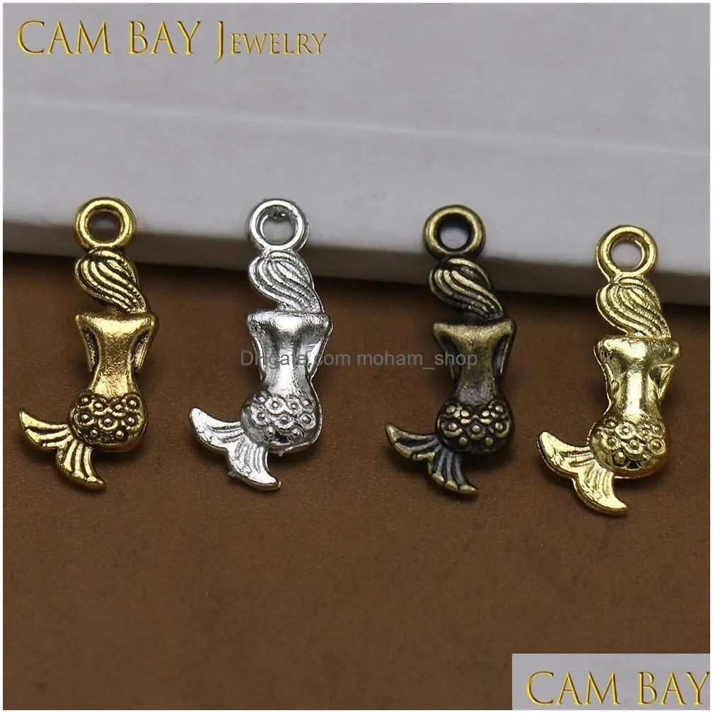 arts and crafts 200pcs 4colors 20x4mm alloy mermaid charms metal pendants for diy necklace bracelets jewelry making handmade drop de