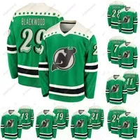 Ttl123 New Jersey Mackenzie Blackwood 2021 Patricks Day Jersey Nico Hischier Nathan Bastian Travis Zajac Kyle Palmieri Mikhail