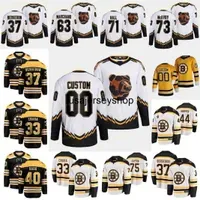 Custom Reverse Retro Hockey Jersey 88 David Pastrnak 2022-23 Patrice Bergeron Trent Frederic A.J. Greer Jake DeBrusk Krejci Charlie Co