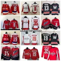 hockey jersey Embroidery Ice 8 Alex Ovechkin 19 Nicklas Backstrom 13 Jakub Vrana 35 Henrik Lundqvist No name number