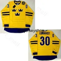 Hockey Jersey Sweden Henrik Lundqvist 30 Team College Vintage 2016 World Cup Breathable For Sport Fans Color Yellow Fast Shipping