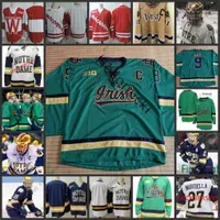 College Hockey Wears 22 Jack MacNab Hockey Jersey Spencer Stastney Nate Clurman Adam Karashik Nick Leivermann Chase Blackmun Jake Boltmann Wisconsin ICE ND NDF