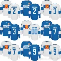 2016 World Cup of Hockey Finland Team Jersey 2 Jyrki Jokipakka 3 Olli Maatta 7 Esa Lindell 9 Mikko Koivu Custom Hockey Jerseys