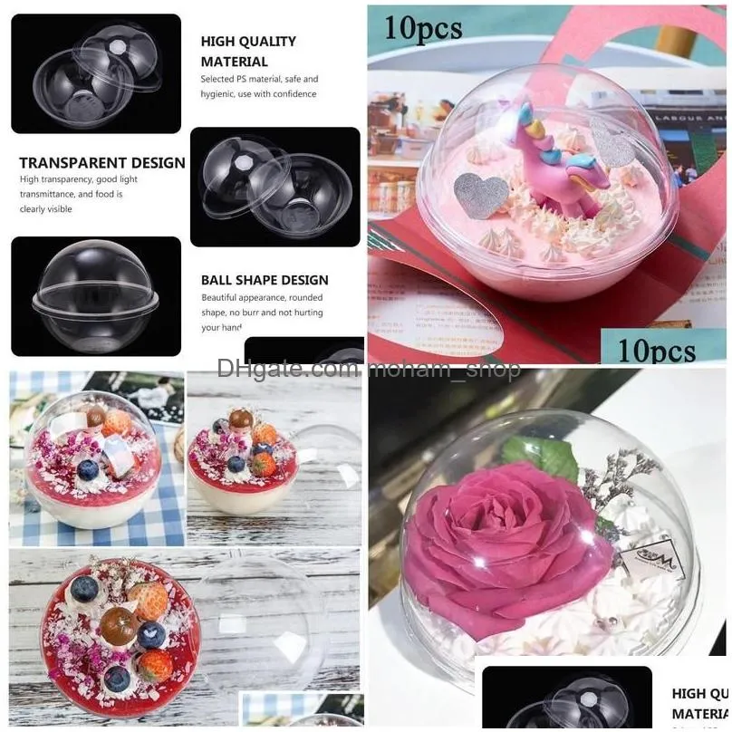 gift wrap 10pcs transparent open plastic clear present box decoration cake container portable mousse ball round drop delivery home g