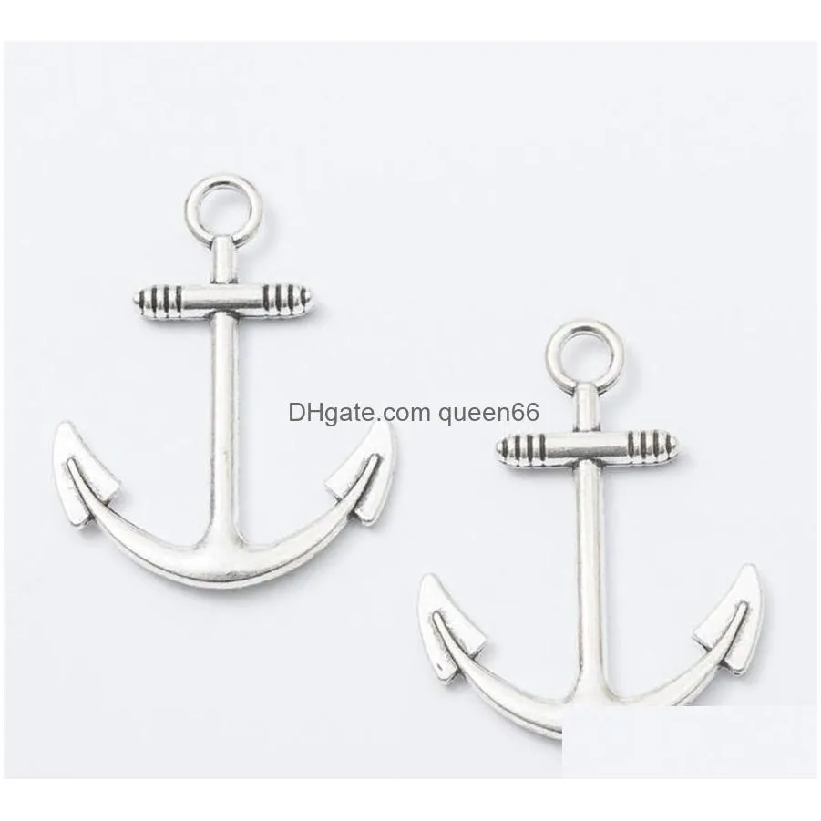 Charms 100Pcs/Lot Ancient Sier Alloy Anchor Charms Pendants For Diy Jewelry Making Findings 32X24Mm Drop Delivery Jewelry Jewelry Find Dhudh