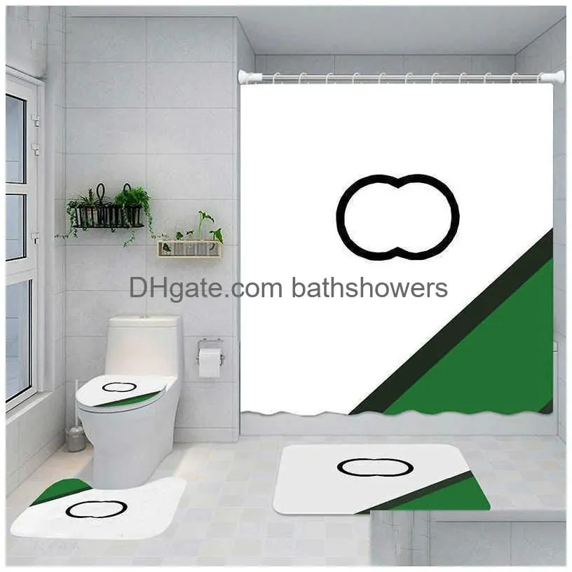 Letter Printed Classic Shower Curtains Designer Print Bathroom Curtain Home Toilet Er Mat Bath Supplies Drop Delivery Dhrbq
