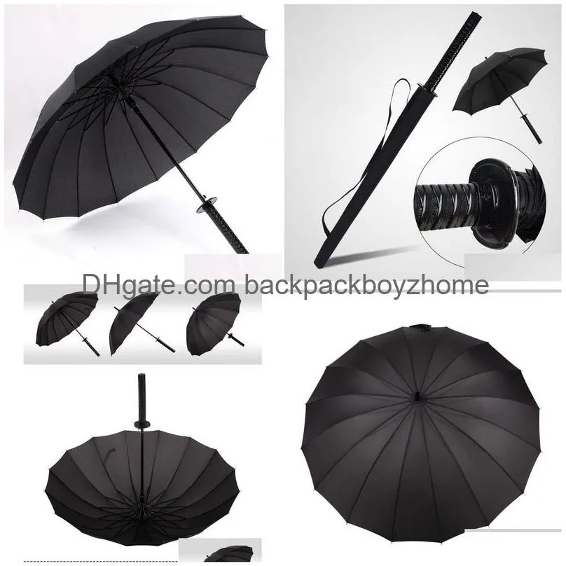 Umbrellas Japanese Samurai Swords Umbrella Sunny Rainny Long-Handle Umbrellas Semi-Matic 16 Ribs Drop Delivery Home Garden Household S Dhm6U