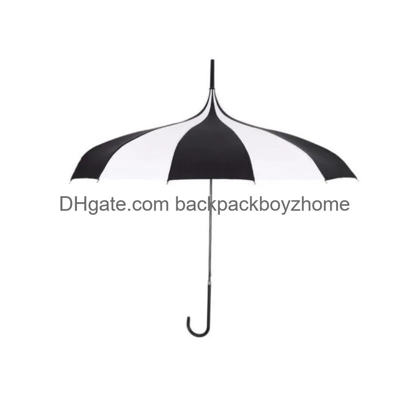 Umbrellas 50Pcs Black And White Design Princess Royal Sun Umbrella Lady Pagoda Long-Handled Christmas Gift Sn3352 Drop Delivery Home G Dhgql