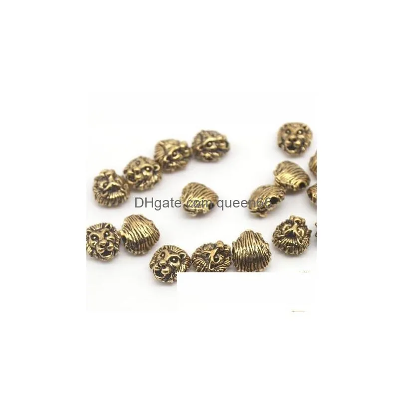 Alloy 100Pcs/Lot Alloy Leone  Head Beads Spacer Bead Charms Antique Sliver Plated Gold For Jewelry Diy Making 11X12Mm Drop Deliver Dhbsl