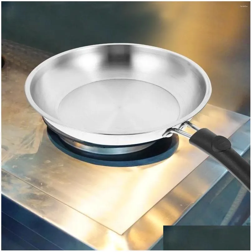 Pans Pan Non-stick Flat Bottom Frying Rounded Stainless Pot Home Steel Saucepan