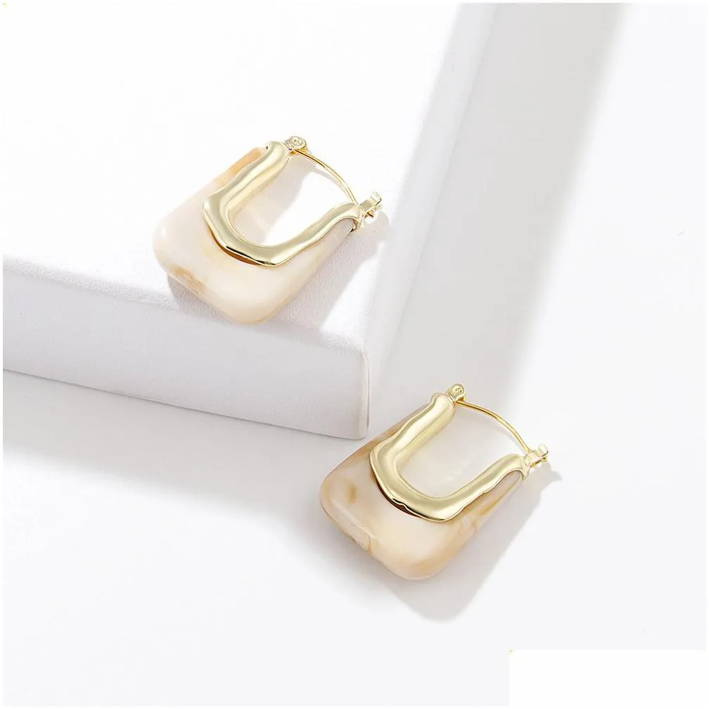 Charm Resin Acrylic Square Gold Charms Earrings For Woman Fashion Korean Exaggeration Big Jewelry Gift Drop Delivery Jewelry Earrings Dh3Ox