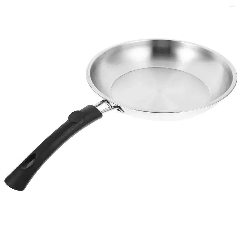 Pans Pan Non-stick Flat Bottom Frying Rounded Stainless Pot Home Steel Saucepan