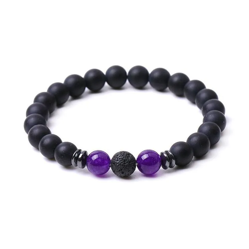 Beaded Wholesale 8Mm Black Stone Beaded Strand Colorf Crystal Jade Beads Energy Buddha Bracelet For Women Men Drop Delivery Jewelry Br Dhjrk