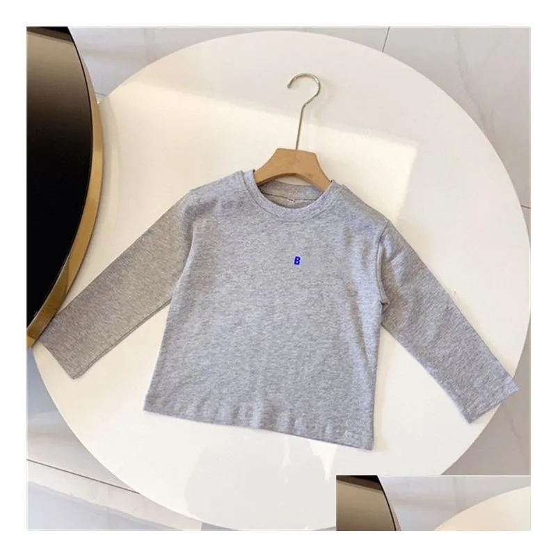 boys and girls baby designer crewneck cotton long sleeve base shirt classic letter fashion childrens wear series size 90-150cm g12