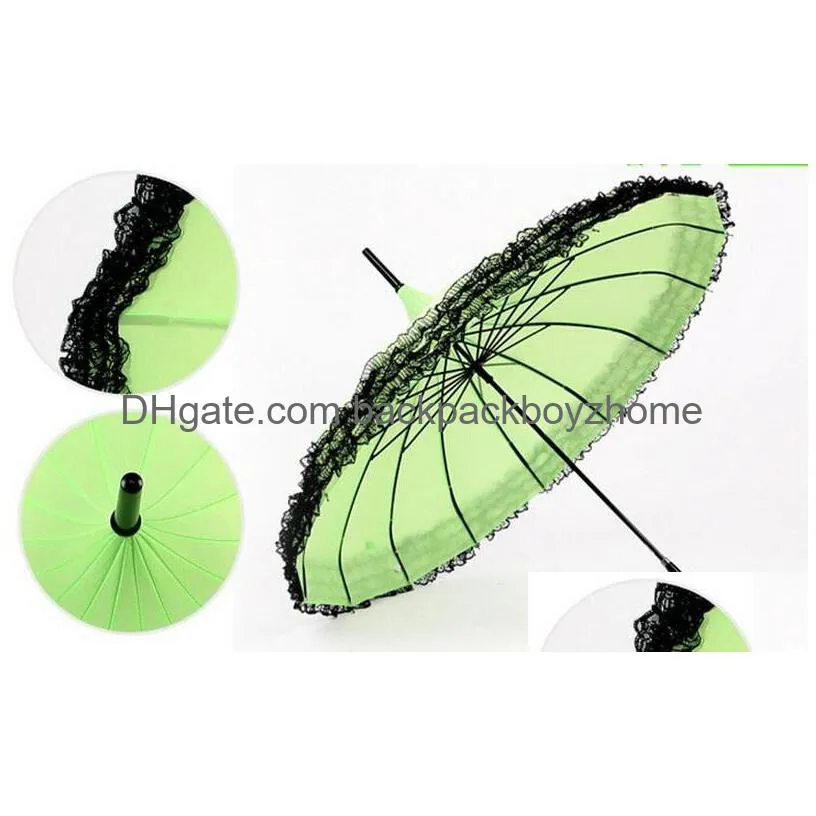 Umbrellas 50 Pieces/Lot New Elegant Semi-Matic Lace Umbrella Fancy Sunny And Rainy Pagoda Umbrellas 11 Colors Available Drop Delivery Dhygp