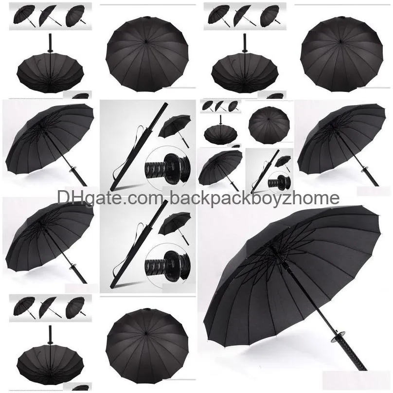 Umbrellas Japanese Samurai Swords Umbrella Sunny Rainny Long-Handle Umbrellas Semi-Matic 16 Ribs Drop Delivery Home Garden Household S Dhm6U