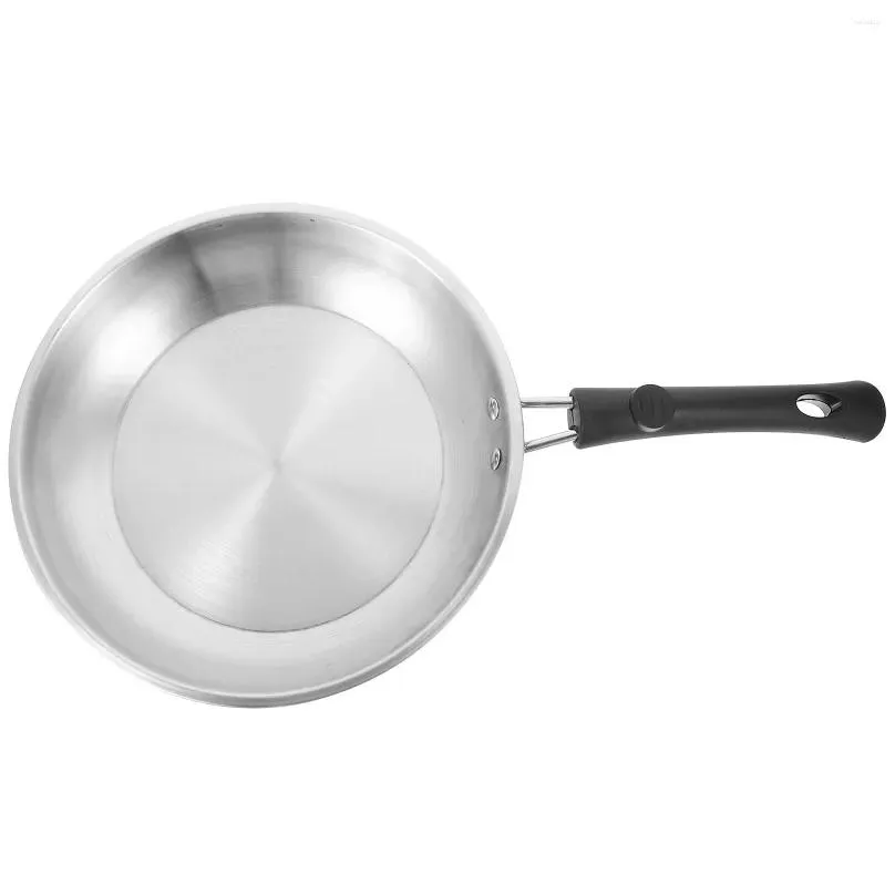 Pans Pan Non-stick Flat Bottom Frying Rounded Stainless Pot Home Steel Saucepan