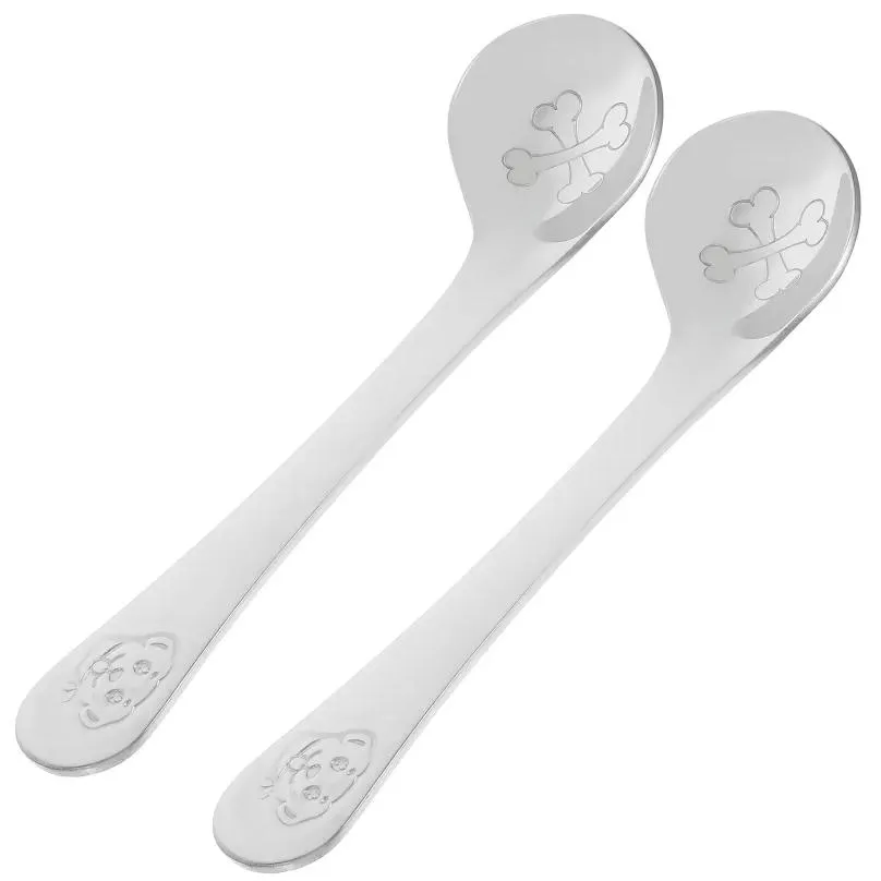 Spoons 2 Pcs Christmas Presents Baby Cutlery Feeding Spoon For Kids Self Learning Born Training 304 Stainless Steel