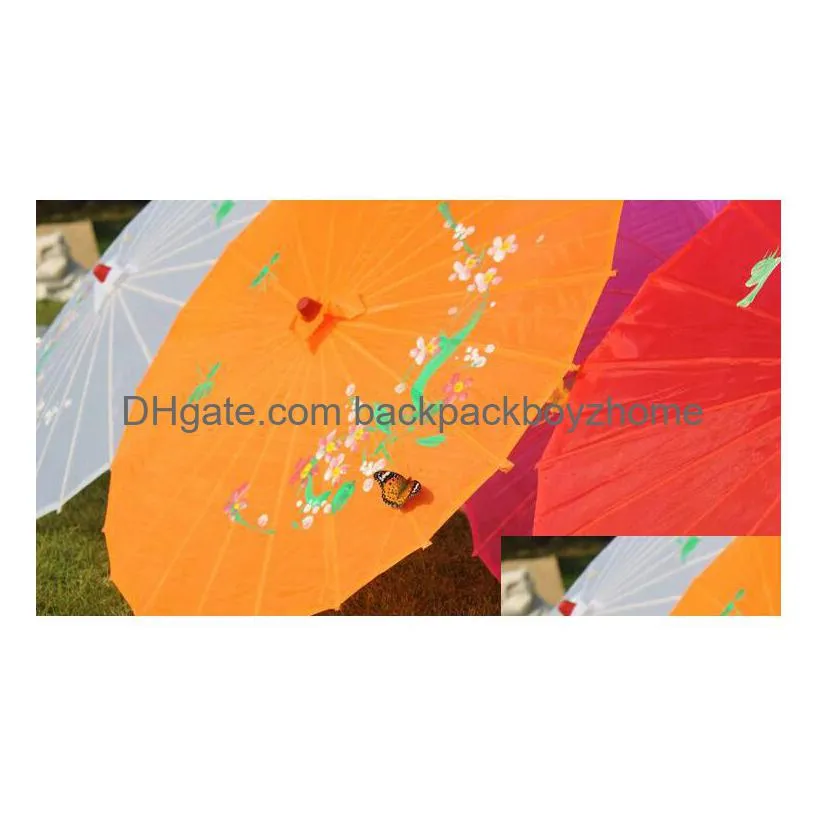 Umbrellas Assorted Colors With Hand-Painted Flower Designs Wedding Bride Umbrella Silk Parasol Drop Delivery Home Garden Household Sun Dheq7