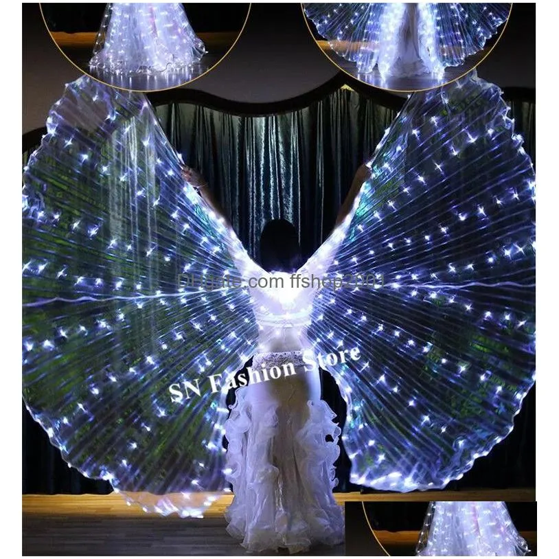 p01 ballroom dance led cloak split white wings bellydance stage luminous led costumes perform wears dress butterfly party show