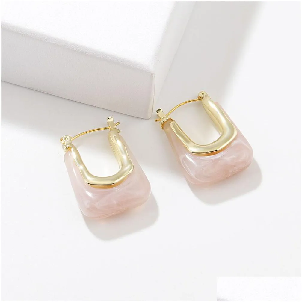 Charm Resin Acrylic Square Gold Charms Earrings For Woman Fashion Korean Exaggeration Big Jewelry Gift Drop Delivery Jewelry Earrings Dh3Ox