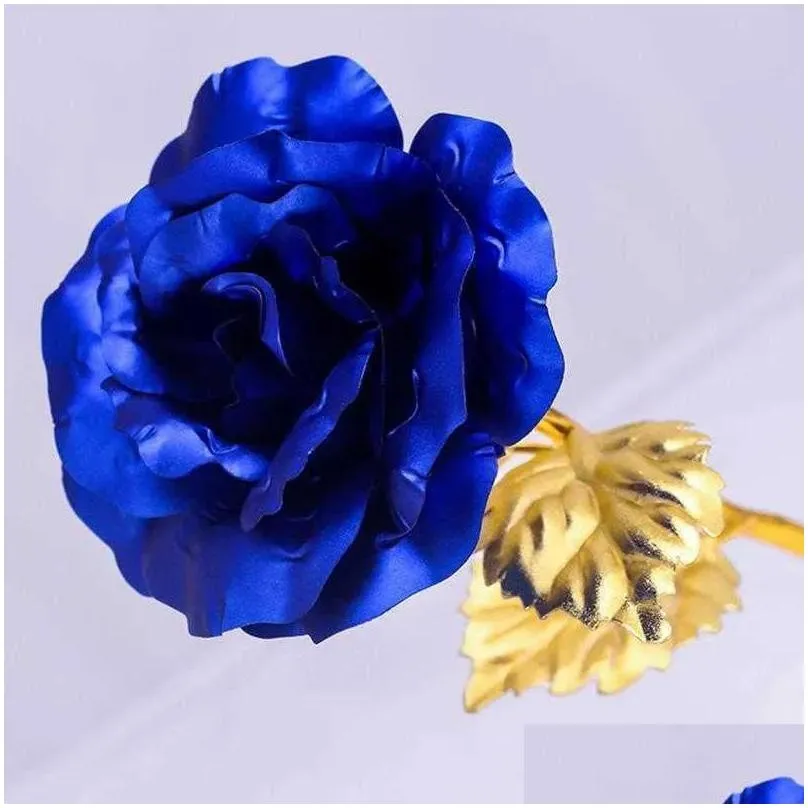 Decorative Flowers & Wreaths New Fashion 24K Gold Foil Plated Rose Creative Gifts Lasts For Lovers Wedding Valentine Day Home Decorati Dhic7