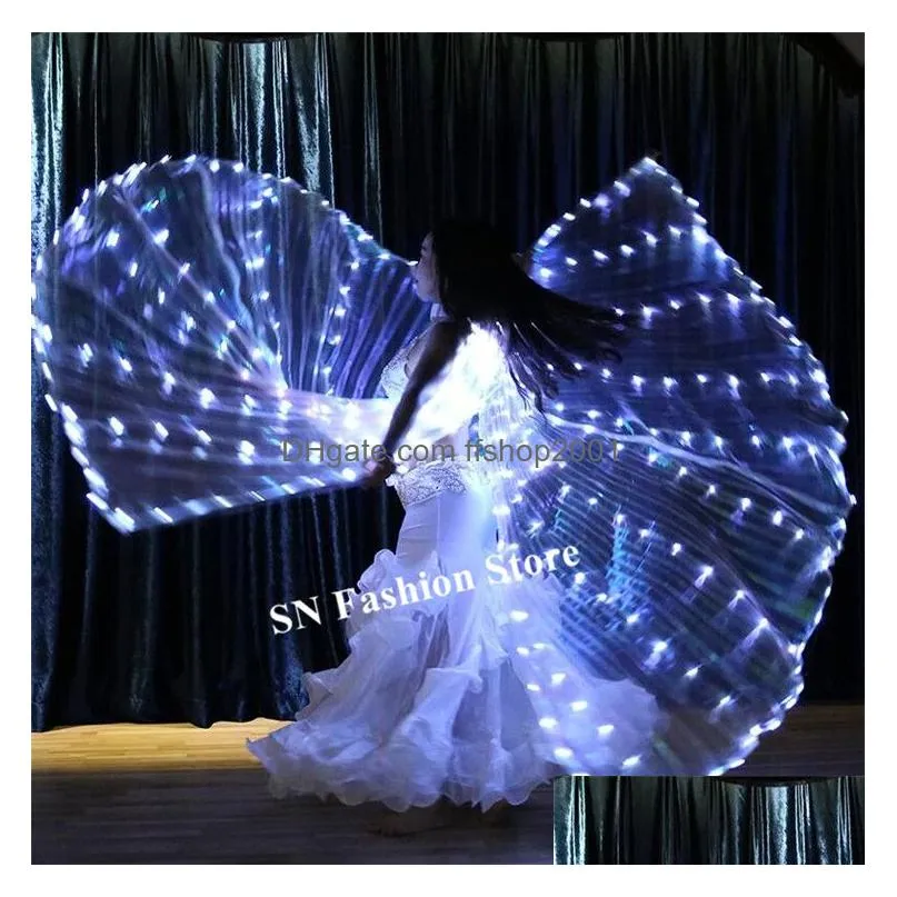 p01 ballroom dance led cloak split white wings bellydance stage luminous led costumes perform wears dress butterfly party show