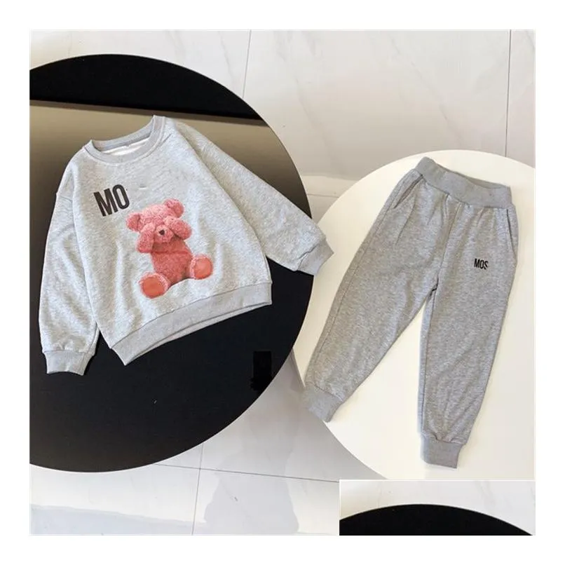 autumn and winter childrens suits boys and girls long sleeve warm hoodie pants two sets of high-end trend brand childrens wear size 90-150cm