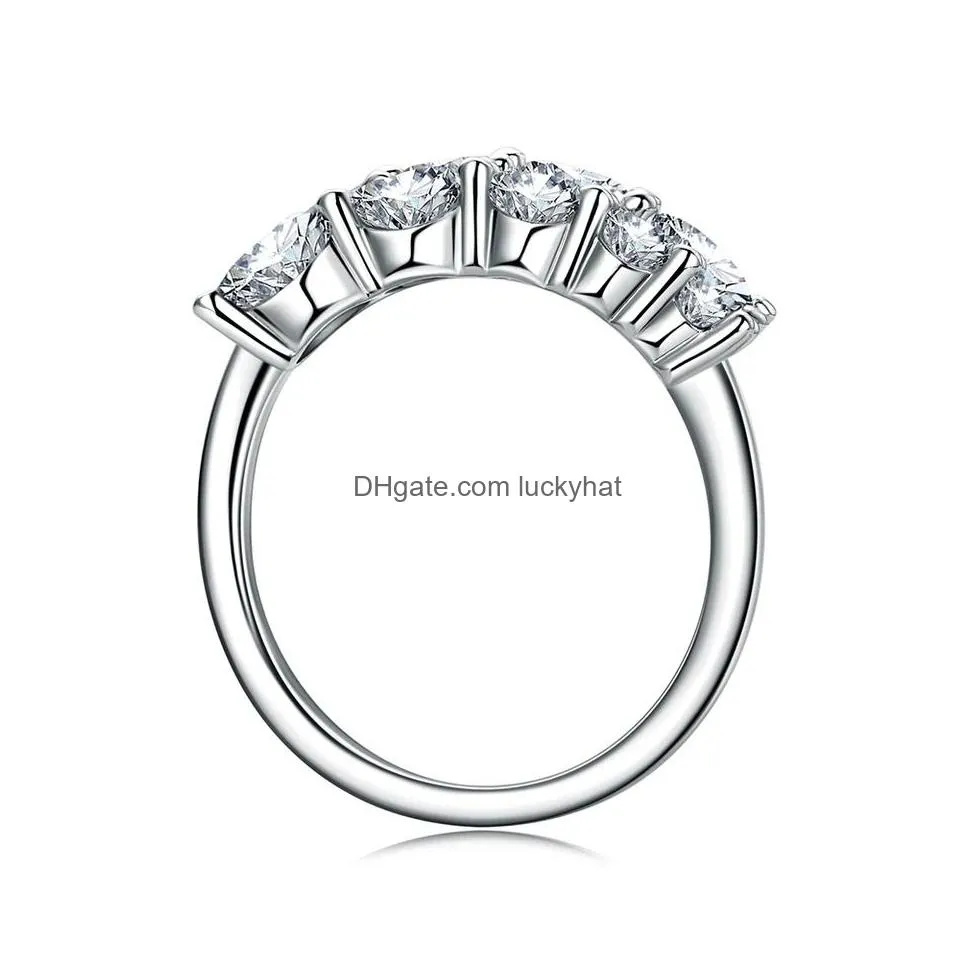 Wedding Rings Fashion Commuting Double Row Moissanite Jewelry Engagement Ring 925 Sterling Sliver Plated 18K Gold Diamond Wedding Drop Dhsa8