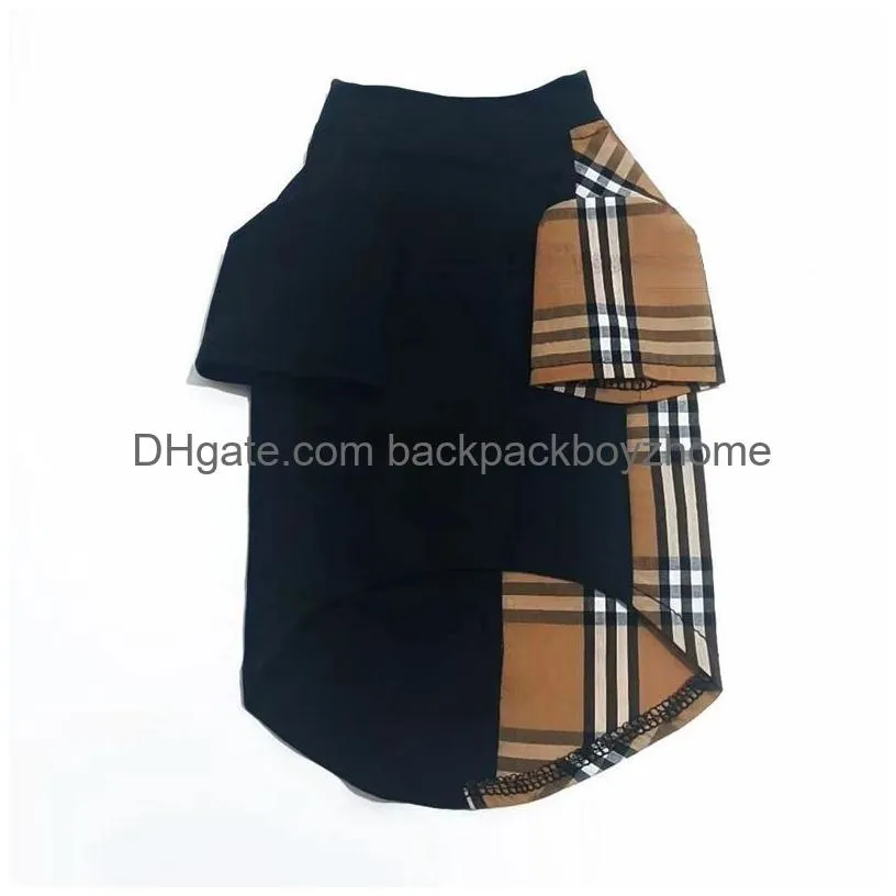 Designer Dog Clothes Brand Apparel Classic Plaid Pattern Cotton Pet T-Shirt For Small Medium Dogs Breathable Soft Costume Cats Plover Dhpmo