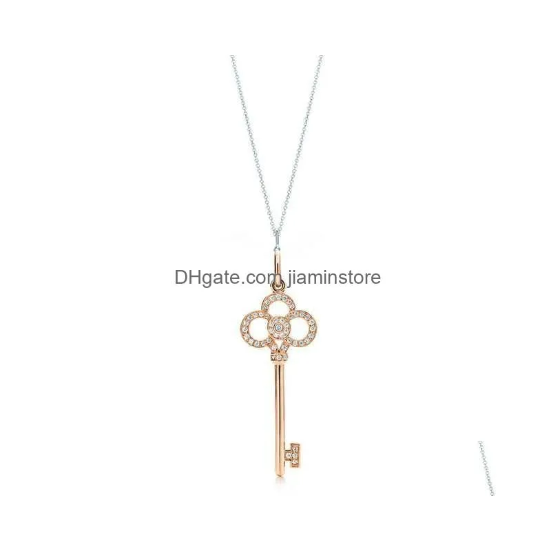 Pendant Necklaces Brand S925 Sterling Sier Luxury Necklace Key Series Fashion Designer European And American Clothes Jewelry Accessori Dhm4G