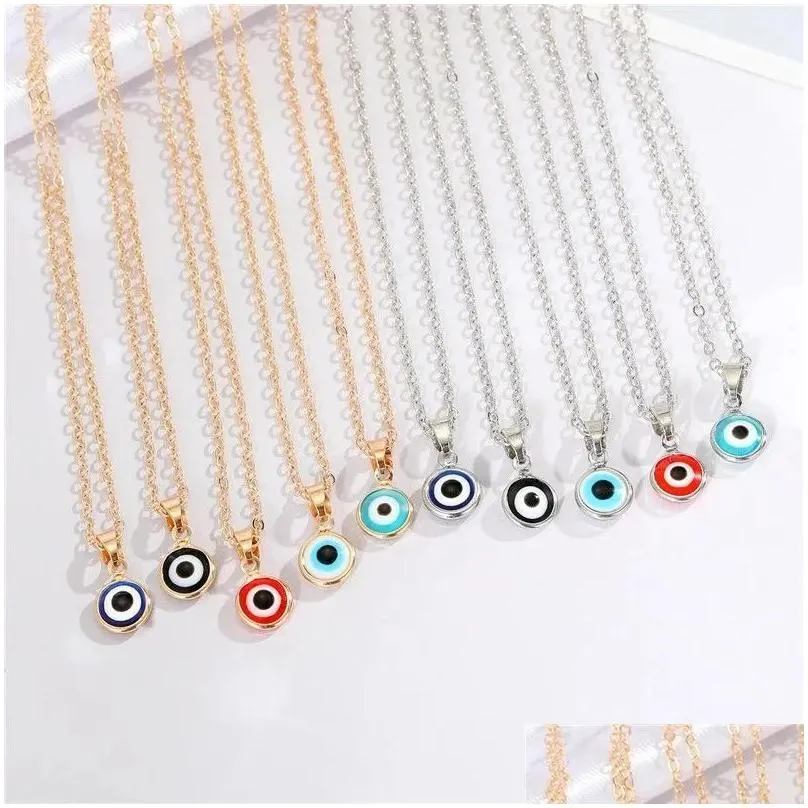 Pendant Necklaces Fashion Colors Evil Eye Pendant Turkish Blue Chains Choker Necklaces Clavicel For Women Jewelry Drop Delivery Jewelr Dhy3O
