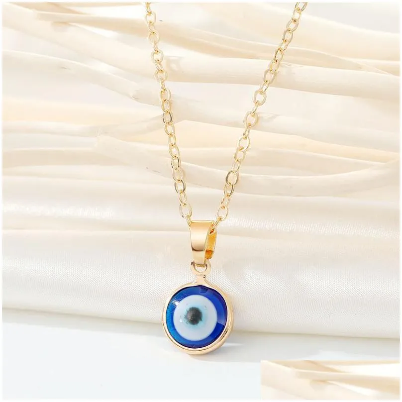 Pendant Necklaces Fashion Colors Evil Eye Pendant Turkish Blue Chains Choker Necklaces Clavicel For Women Jewelry Drop Delivery Jewelr Dhy3O