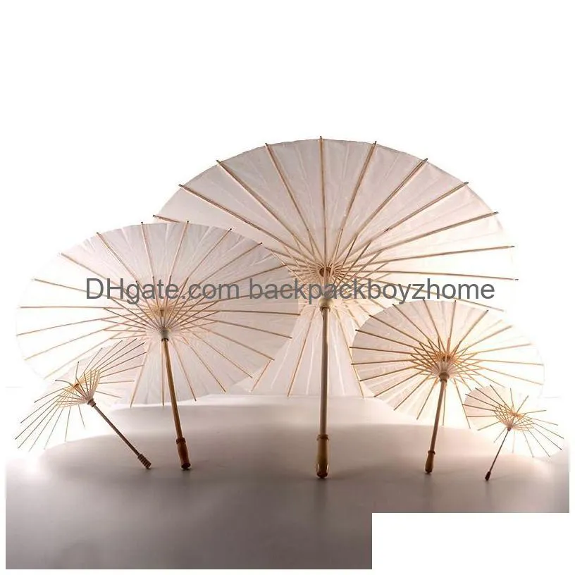 Umbrellas 50Pcs Bridal Wedding Parasols White Paper Umbrellas Beauty Items Chinese Mini Craft Umbrella Diameter 20/30/40/60/84Cm Drop Dhvcz