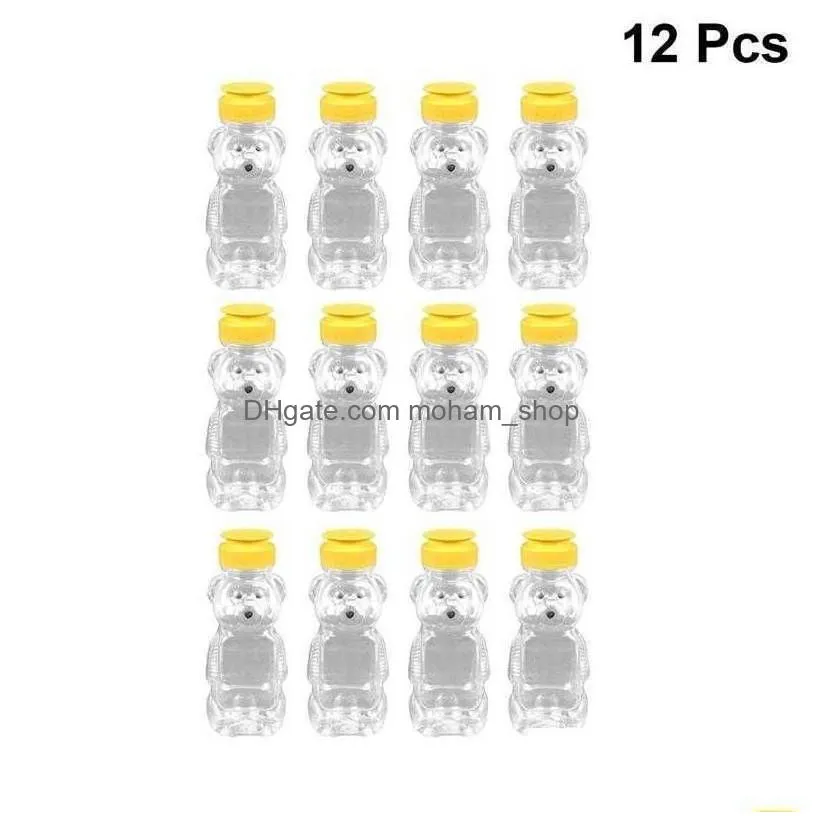 storage bottles jars 12pcs 240ml plastic squeeze connt bear shape honey sauce mustard jam dispenser 210626 drop delivery home gard