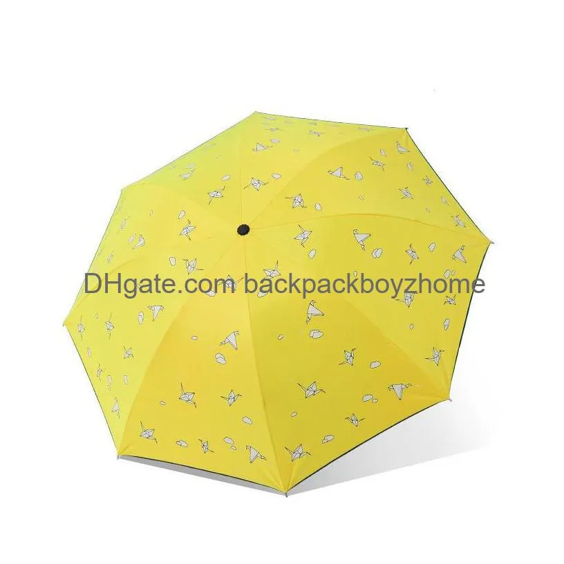 Umbrellas New Designer Luxury Big Windproof Folding Umbrellas Colorf Threefolded Inverted Flamingo 8Ribs Gentle Creative Gift Home Dro Dh3Re