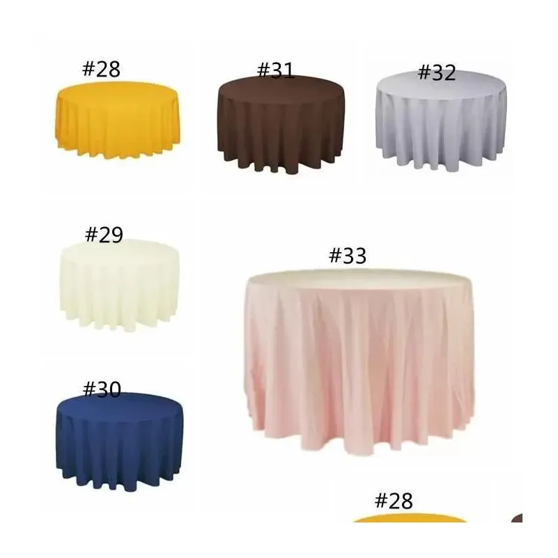 Table Cloth El Tablecloth Solid Round Polyester Table Cloth For Christmas Wedding Party Restaurant Banquet Drop Delivery Home Garden H Dhsle