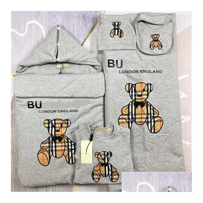autumn and winter baby designer brand mens and womens baby climbing clothes simple long sleeve cotton onesie sleeping bag five-piece hip hop climbing clothing