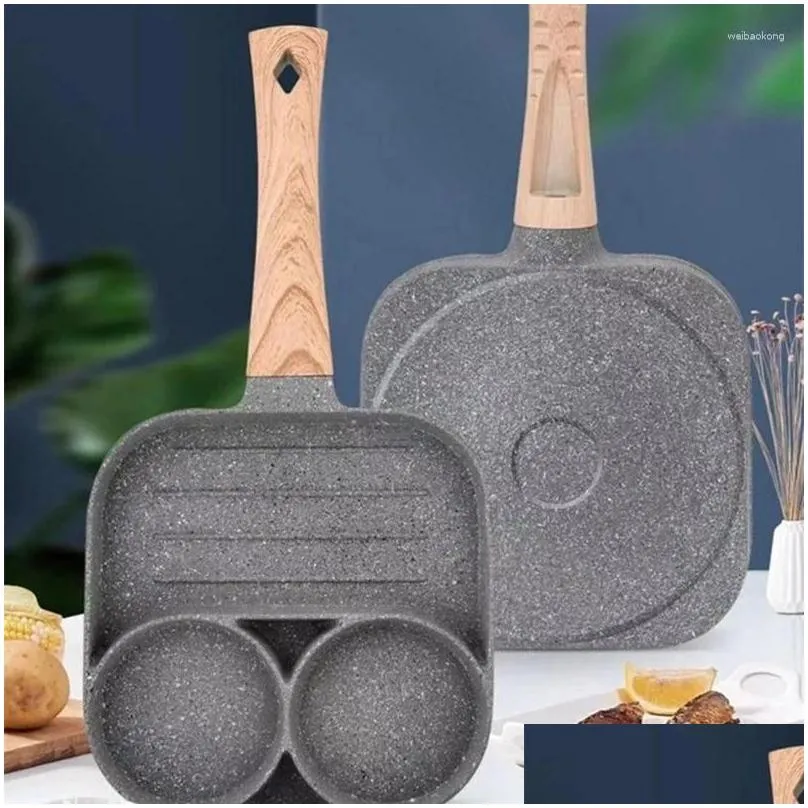 Pans Frying Pan 4 Hole Egg Omelet Pancake Cooking Non Stick Square Frypan Pot Kitchen