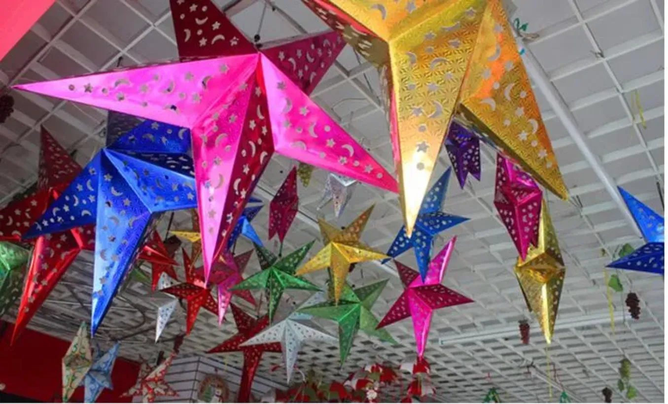 11.8-43.3 inch Stereo double laser Christmas decorations colorful folding paper star hanging lobby of stars CS02