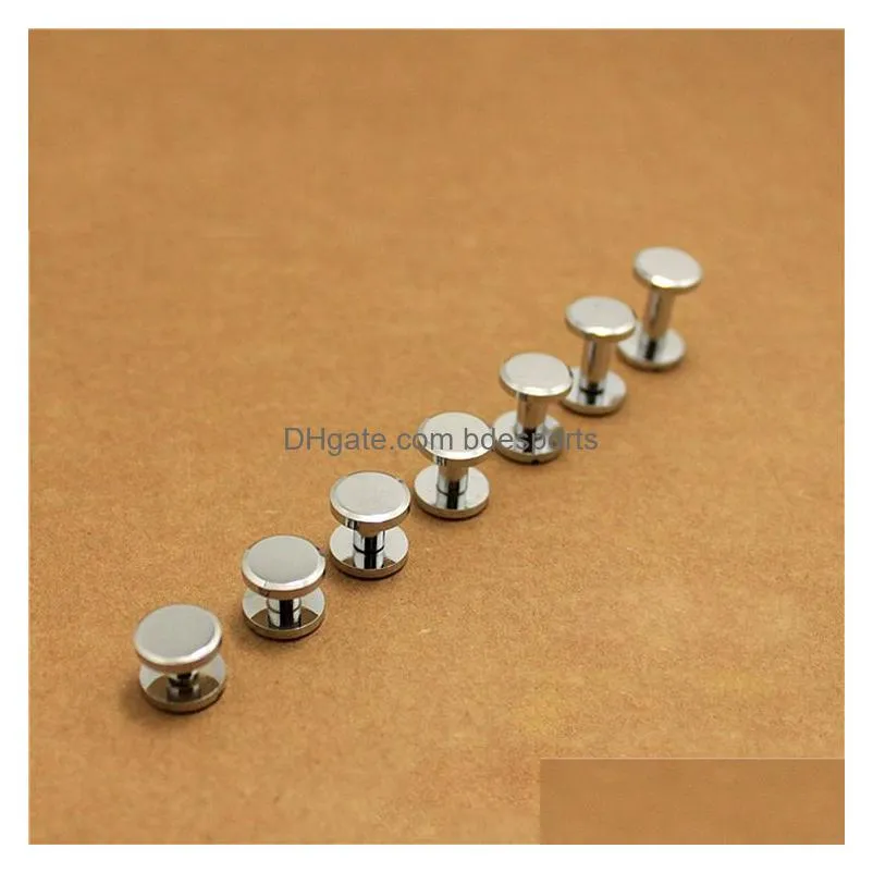 Nails Wholesale 10Mm  Chrome Plated Wallet Bag Screw Brass Belt Nail Rivet Diy Handmade Fastener Garmnet Hardware Leather Part Dhlli