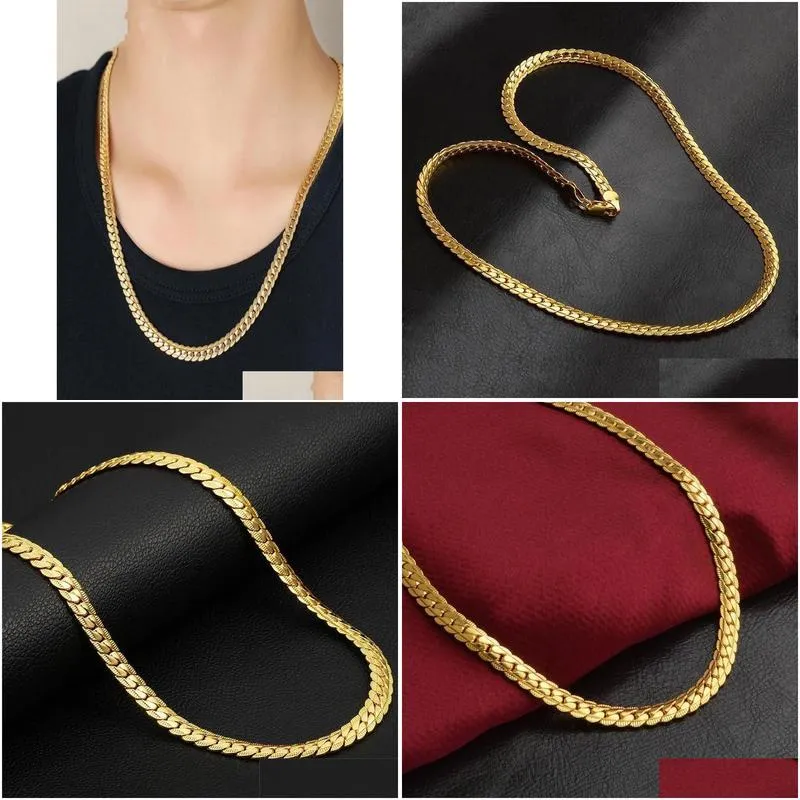 Pendant Necklaces Stainless Steel Hip Hop Boyfriend Gift Men S Whole Man Gold Chain Figaro Embossed Necklaces Male Chocker Wholeale Em Otvth