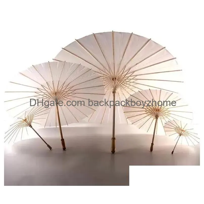 Umbrellas 60Pcs Bridal Wedding Parasols White Paper Umbrellas Beauty Items Chinese Mini Craft Umbrella Diameter 52Cm Drop Delivery Hom Dhuxi