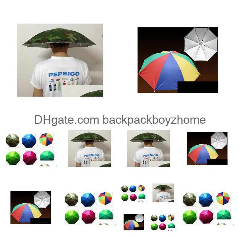 Umbrellas New Arrive Camouflage Foldable Headwear Sun Umbrella Fishing Hiking Beach Cam Cap Head Hats Outdoor Sport Hat Drop Delivery Dh901